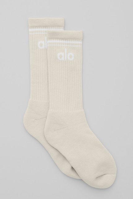Unisex Throwback Sock - Bone/White