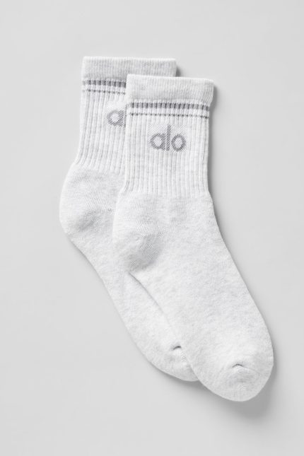 Unisex Half-Crew Throwback Sock - White Heather/Grey