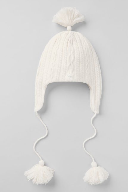 Cable Knit Winter Bliss Earflap Beanie - Ivory