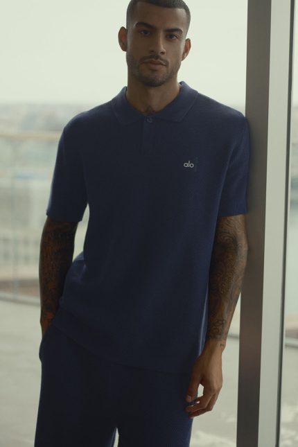 Sports Club Sweater Knit Polo - Navy