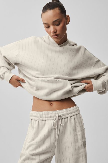 Pinstripe Hoodie - Bone Pinstripe