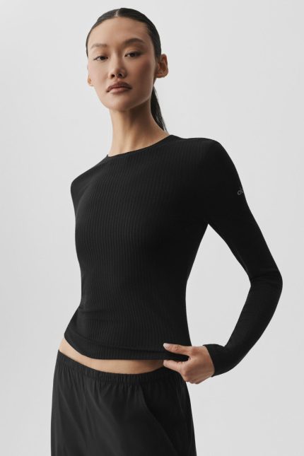 Ribbed Sea Coast Long Sleeve - Black