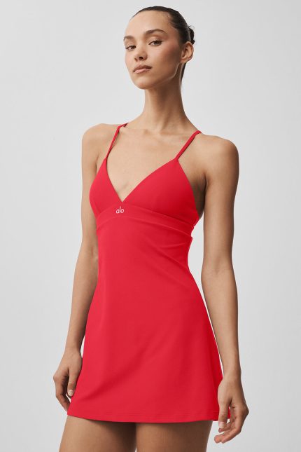 Airbrush Splendor Dress - Bright Red